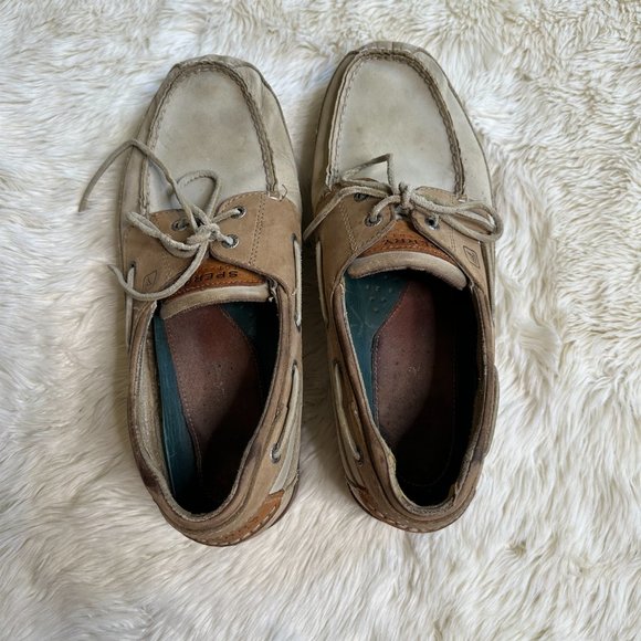 Sperry White/Tan Leather Boat Shoes Men's 12M - Picture 5 of 8